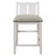 Ensemble de 3 tables à hauteur de comptoir de style transitionnel avec finition blanche et grise avec tablettes USB et 2 chaises à hauteur de comptoir rembourrées en tissu-774689099-774689101