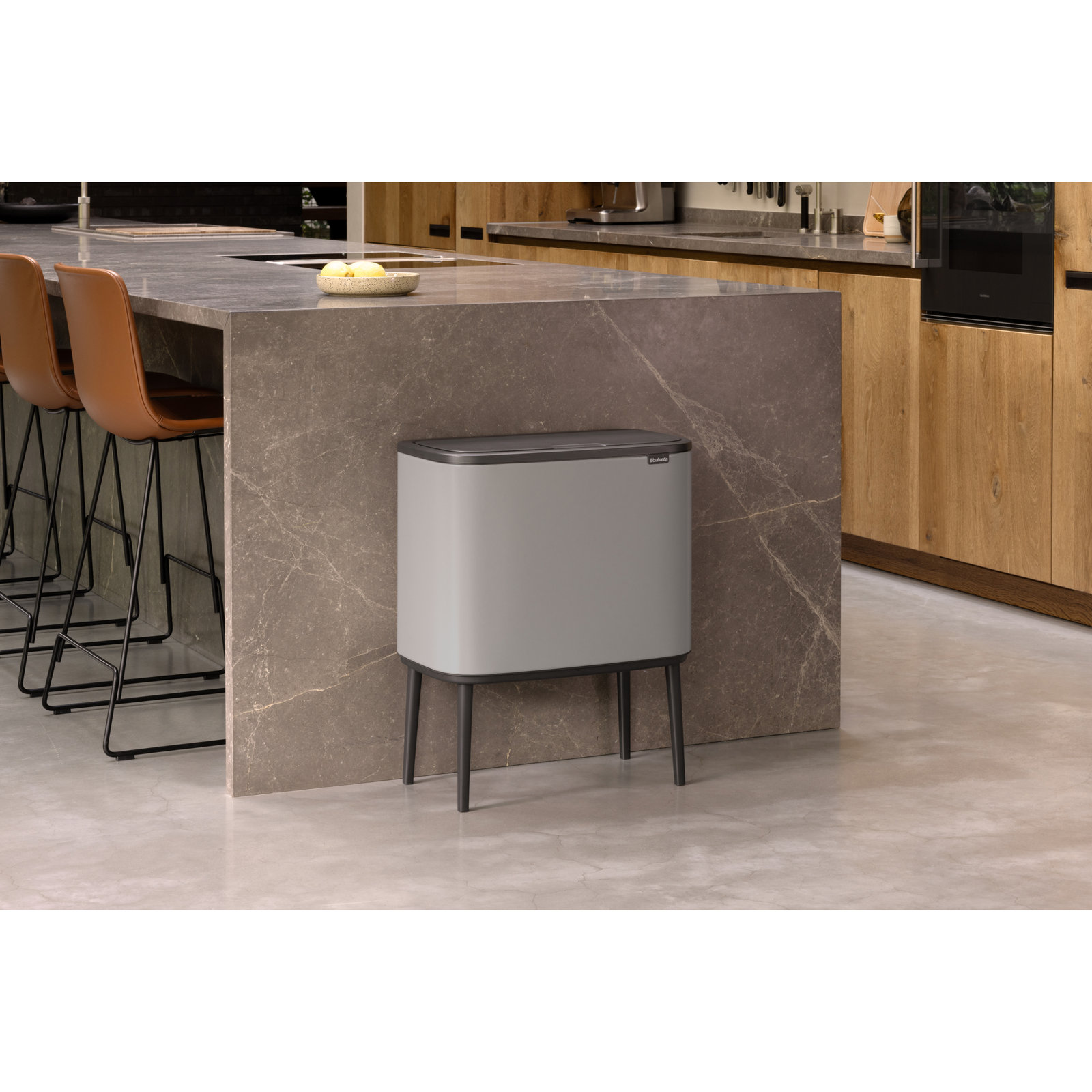 Brabantia Bo 9.5gal Touch Top Trash Can, Soft Gray