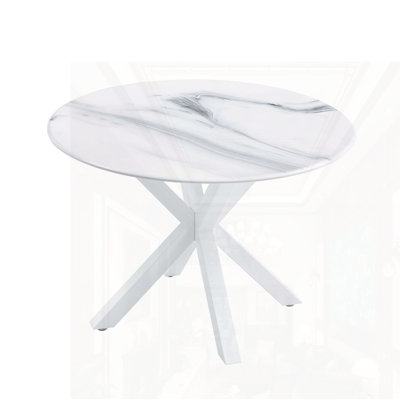Mid-century Dining Table With Round Mdf Table Top