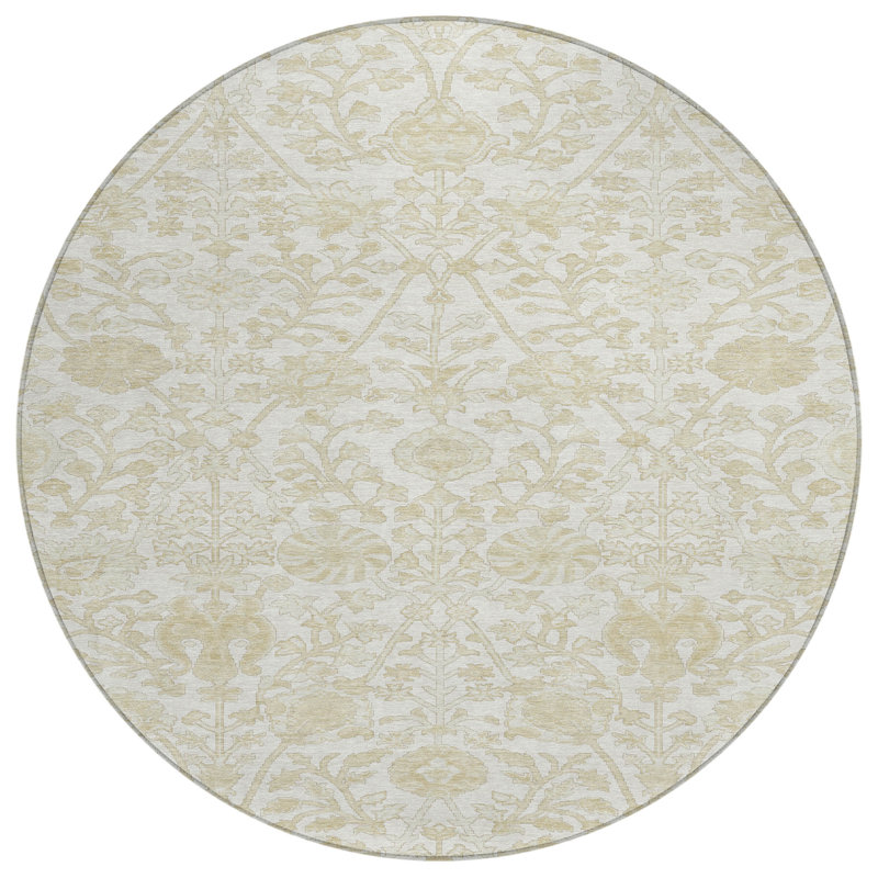 Machine Washable Indoor/Outdoor Xhevrie Ivory Rug, Rectangle 9' x 12'