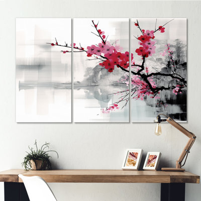 Art asiatique, lac Sumi II sur toile, 3 pièces