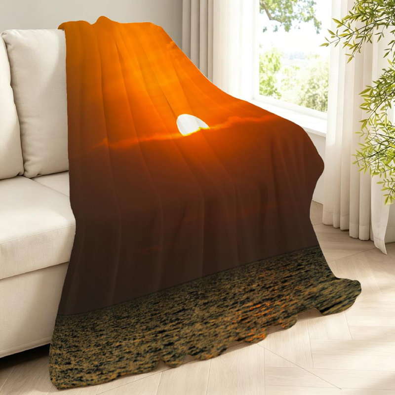 Jeté en flanelle orange, molleton ultra doux, Throw 40" x 50"