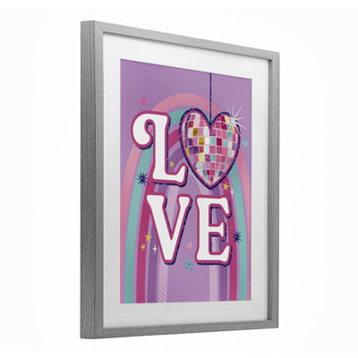 «Love Disco Heart Rainbow», reproduction sous verre encadrée par Courtney Morgenstern