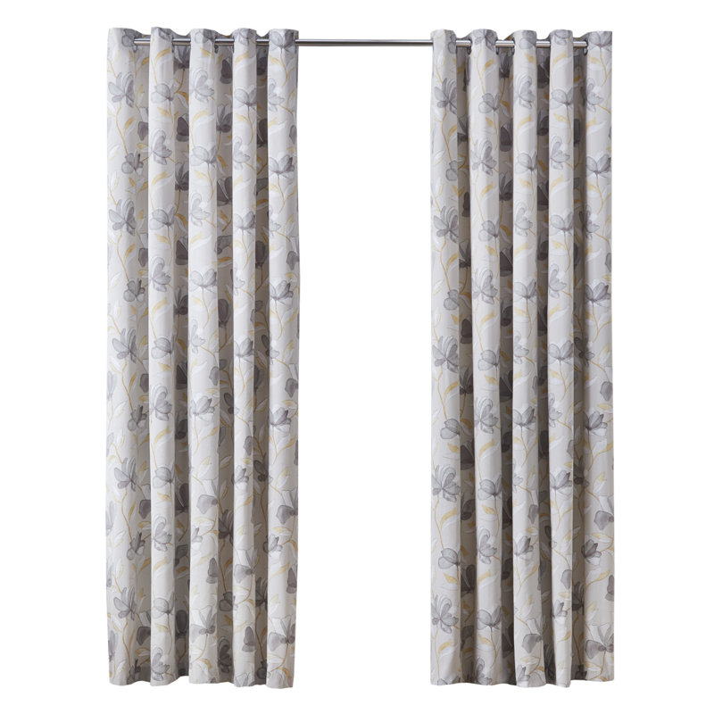 Aaru Springfield Eyelet Curtains (Set of 2), 168cm Width x 183cm Drop, Ochre