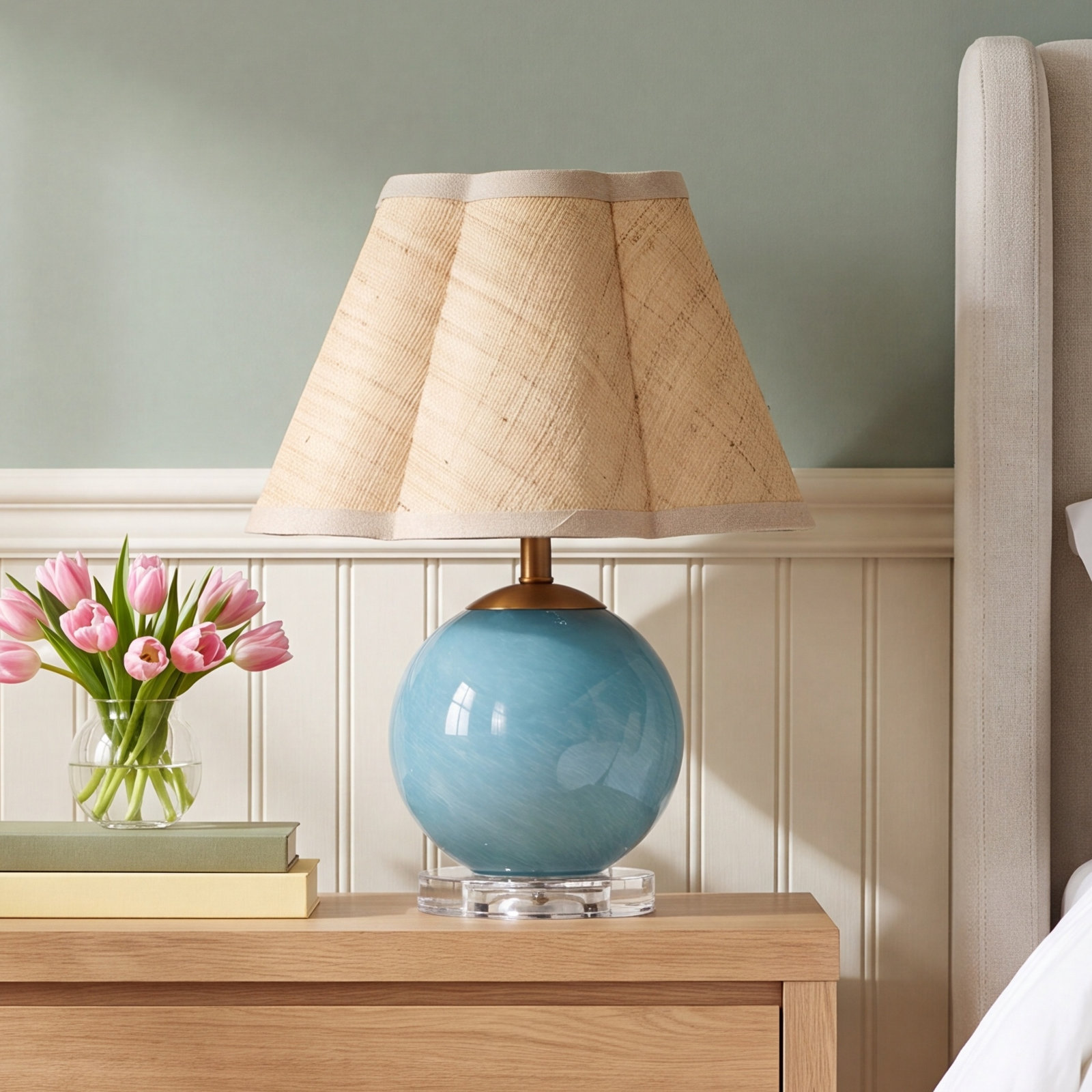 Connor Blown Glass Table Lamp, Blue