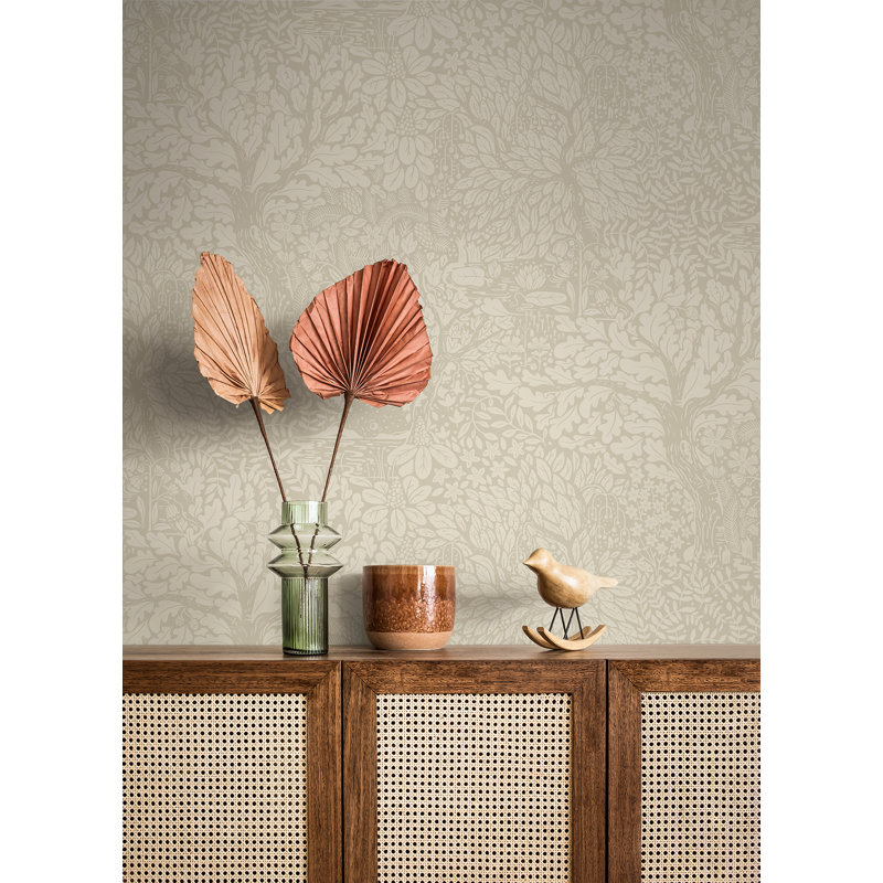 Ingrid Floral Wallpaper Roll, Taupe 