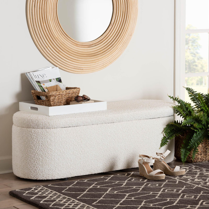 Polyester Blend Upholstered Storage Bench