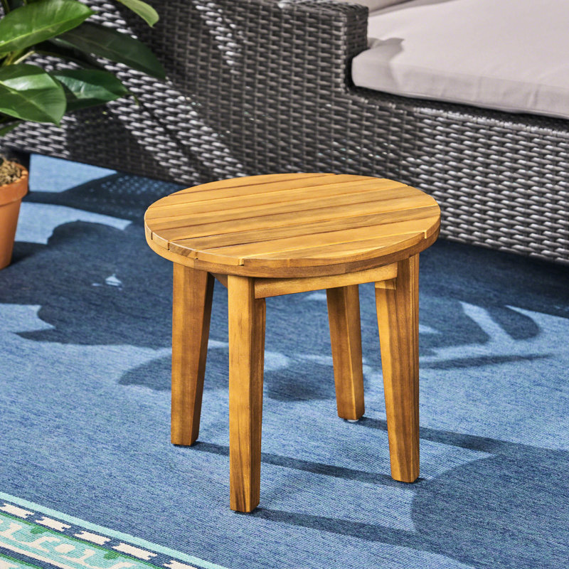 Table d'appoint d'extérieur en bois 16 po, finition, table rustique Vibe avec design, résistance aux intempéries, Teck