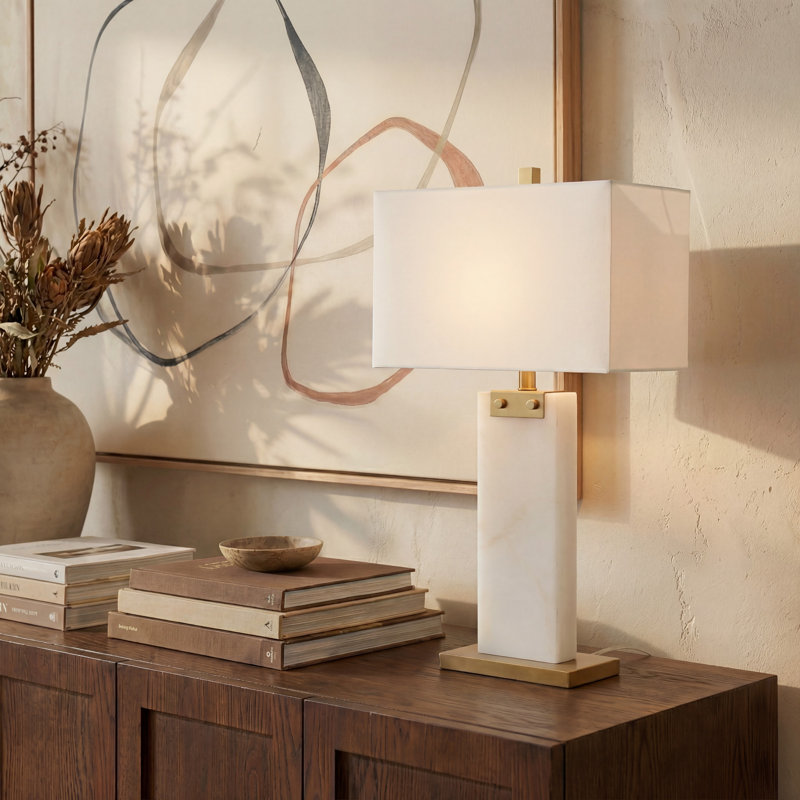 Lampe de table Omon Alabaster, Blanc / Doré