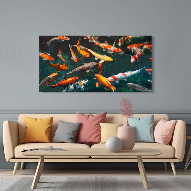Pond With Koi-Fish (Detail) by Teo Rizzardi - Wrapped Canvas Print, 60cm H x 120cm W x 4cm D