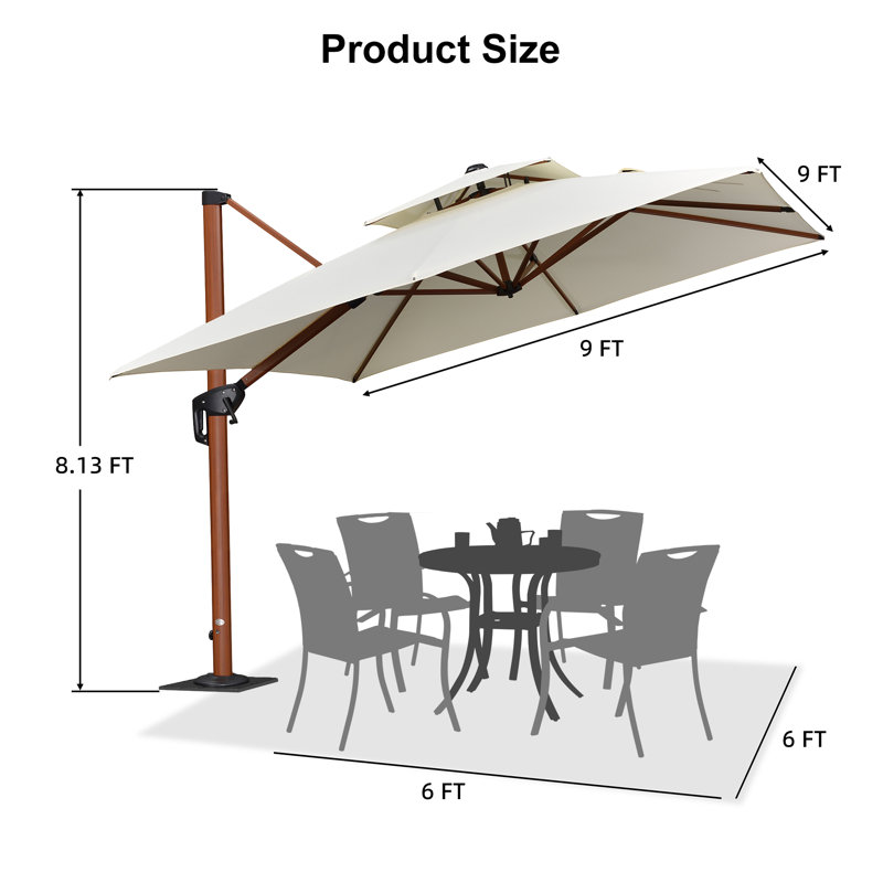 Parasol de luxe carré Rejane, Crème
