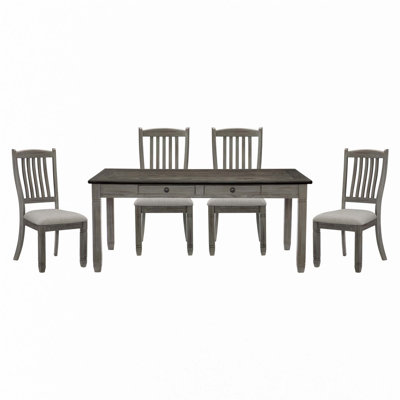 5Pc Dining Set Table W 6X Drawers