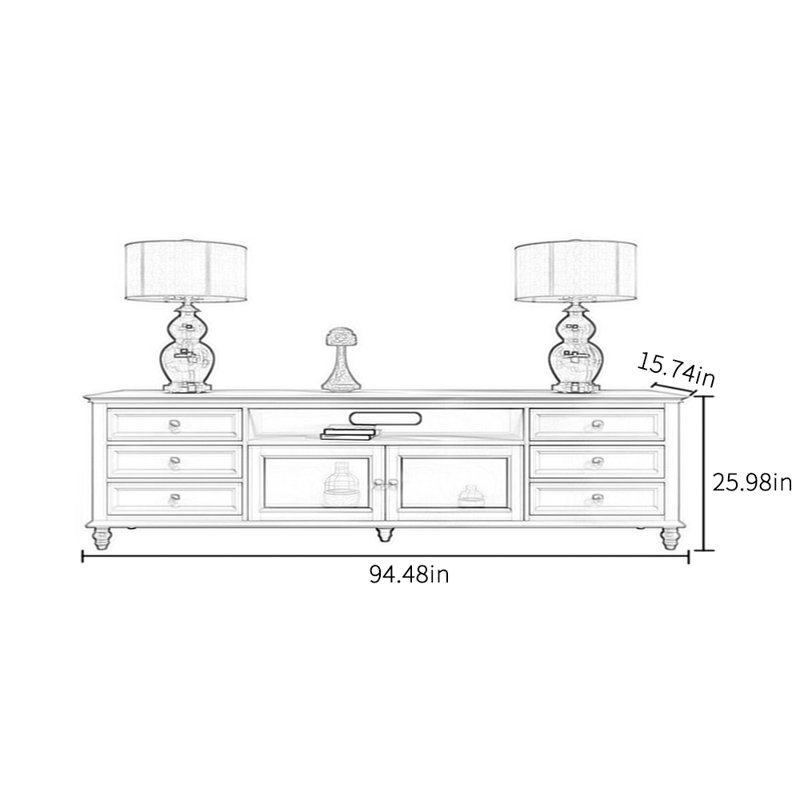 Meuble télé en bois massif léger et luxueux, Île Seymour Nord, Galapagos, H 25,98 po x L 94,48 po x l 15,74 po