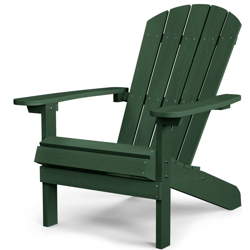Plastic Adirondack Chair, All-Weather HIPS Outdoor Patio Chairs for Lawn, Garden, Fire Pit, Backyard, Dark Green