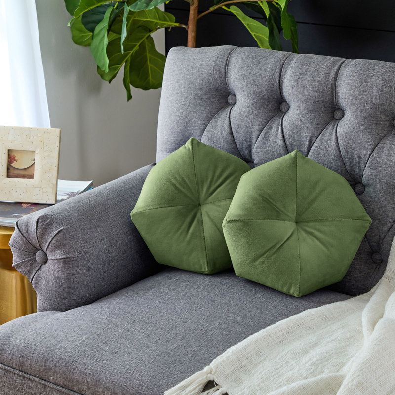  Coussin décoratif intérieur / extérieur en polyester à bords festonnés, Vert