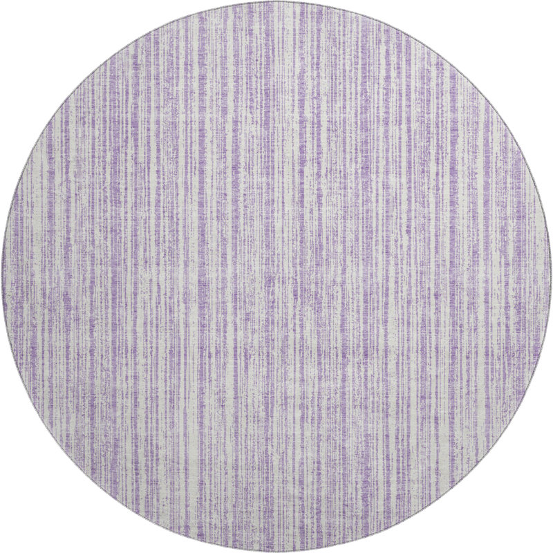 Premium Machine Washable Prisco Lavender Rug, Round 8'