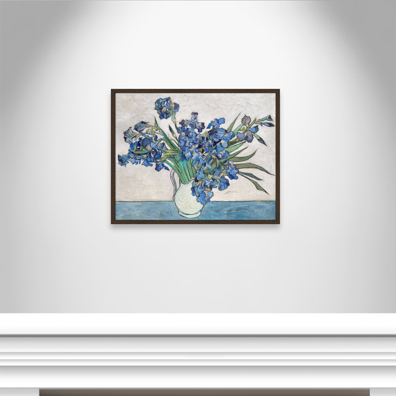 Imprimé iris bleu par Vincent Van Gogh, Noyer avec cadre fin, Pas de tapis, H 29,5 po x l 23,5 po
