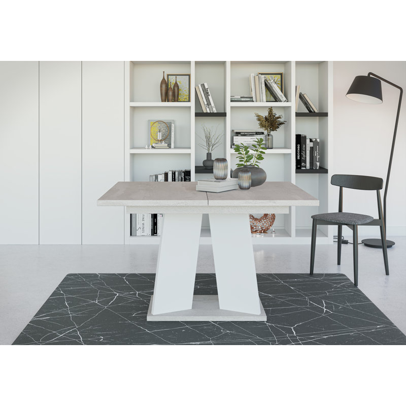 Extendable Dining Table Alekzander, Light Grey/White
