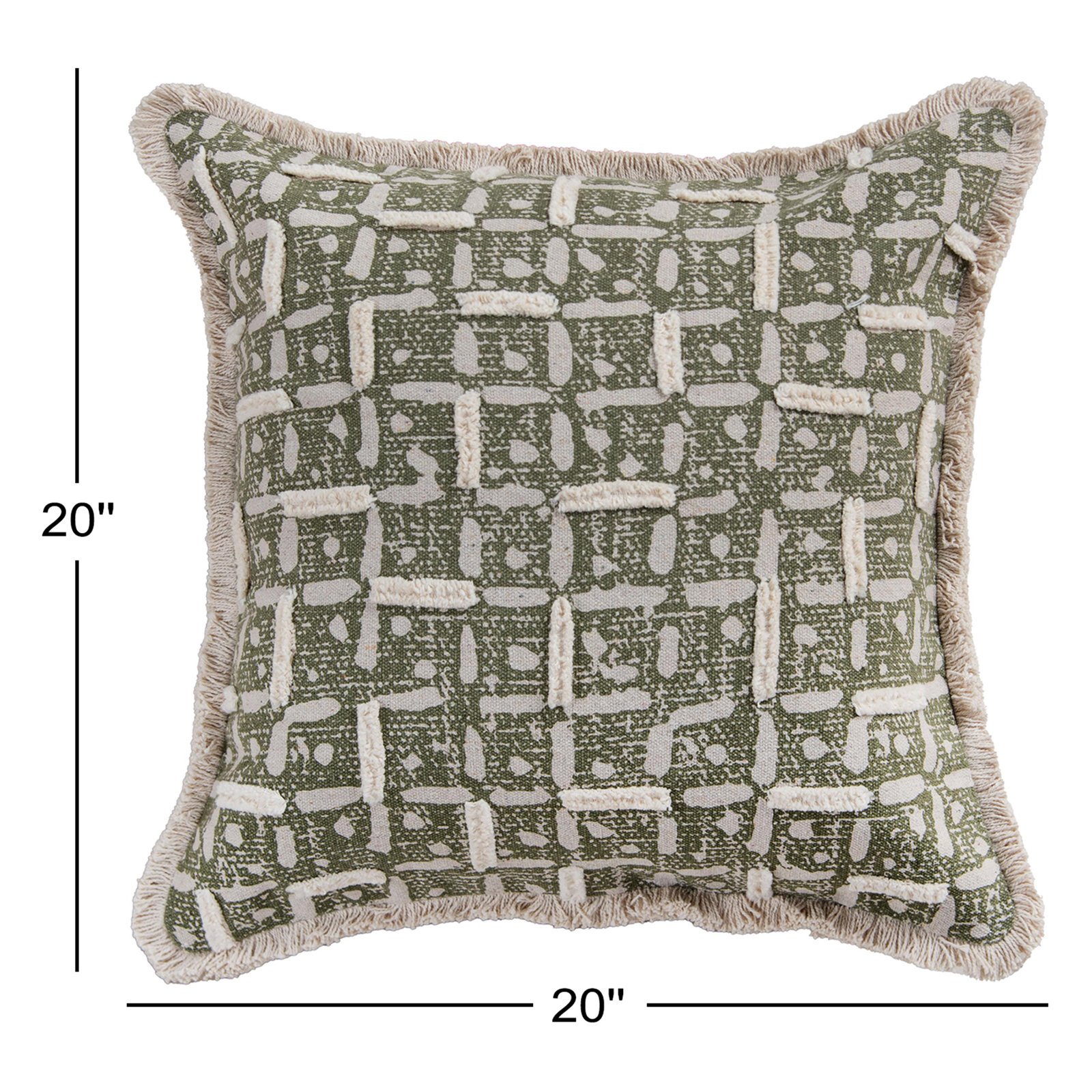100% Recycled Cotton Canvas Throw Pillow, Polyester, Green/Natural