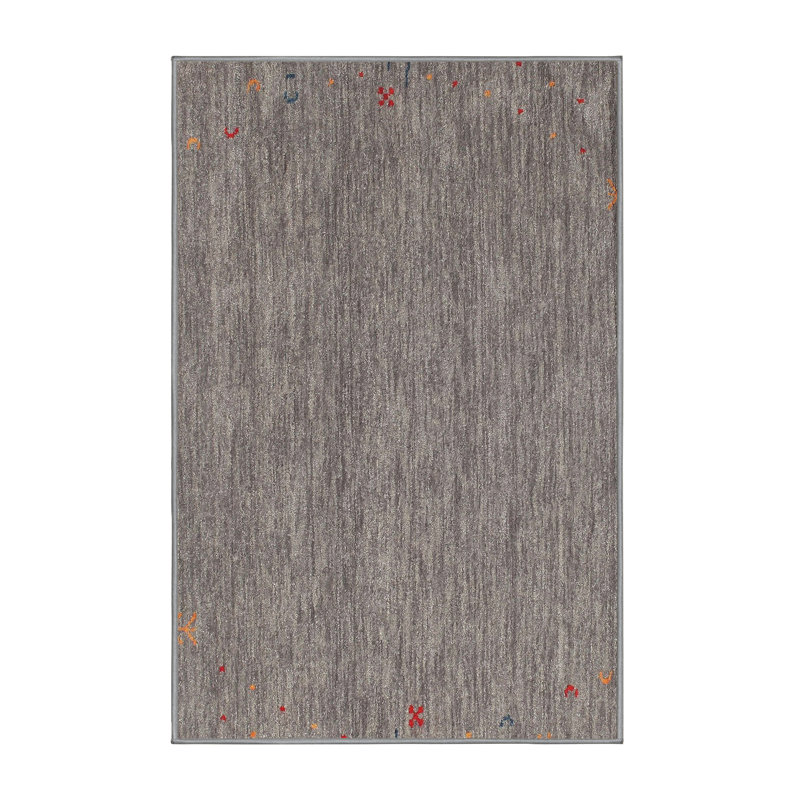 Tapis gris/rouge contemporain, Rectangle 8 pi x 10 pi