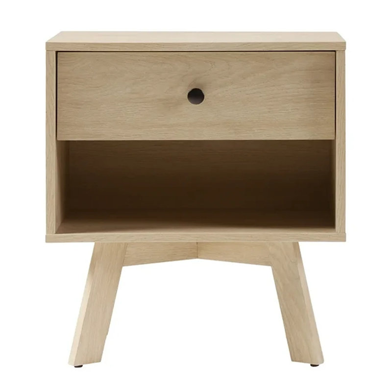Pattmon 1-Drawer Nightstand with Storage Cubby, Coastal Oak