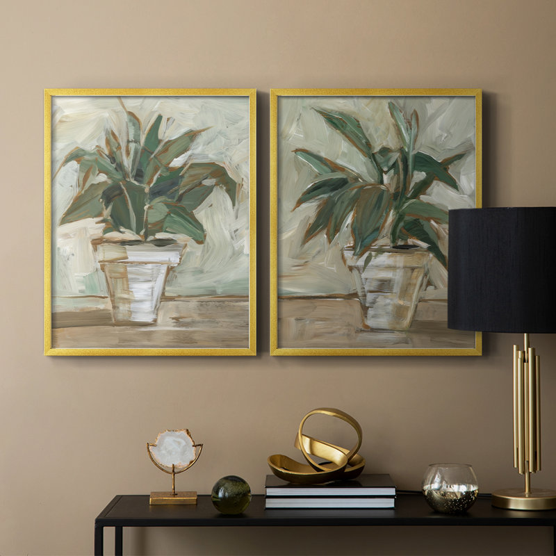 Impression impressionniste avec plante d'intérieur I-Premium - prête à être accrochée - aucun clou requis - aucun clou requis