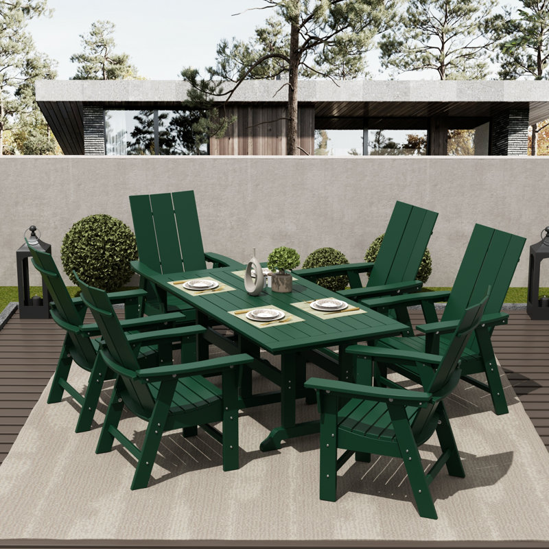Joubert 6 - Person Patio Dining Set with Rectangular Table, Dark Green