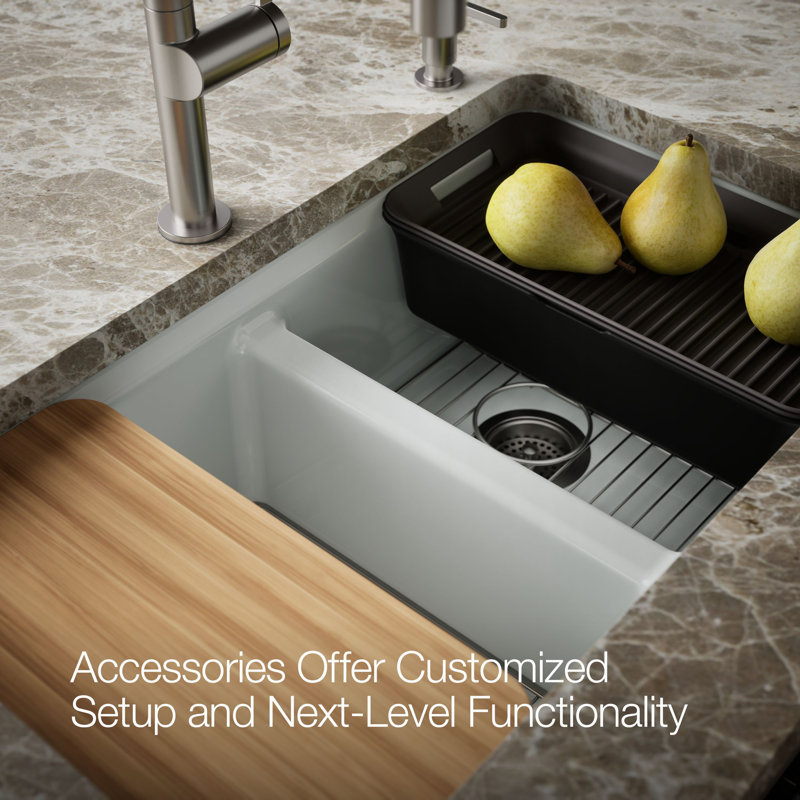 Riverby® 33" undermount double-bowl workstation kitchen sink, Ice Grey