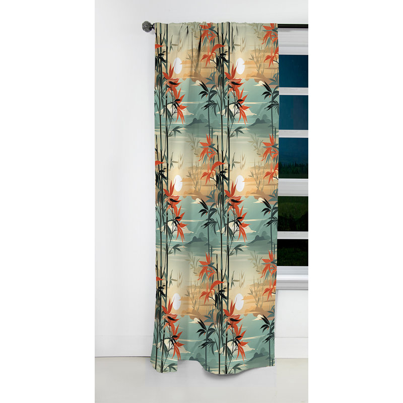 Rideau occultant floral vert et orange Mirage, L 52 po x L 120 po