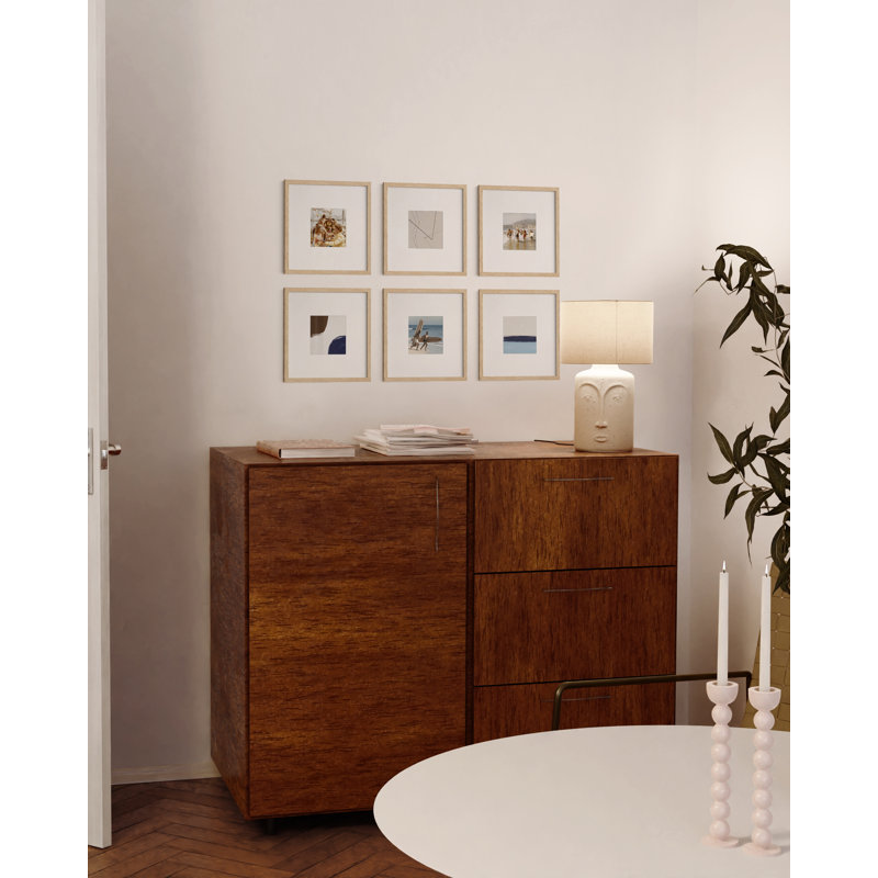 Cadre photo en bois - ensemble de 6, Beige, 10 po x 10 po avec tapis pour 5 po x 5 po