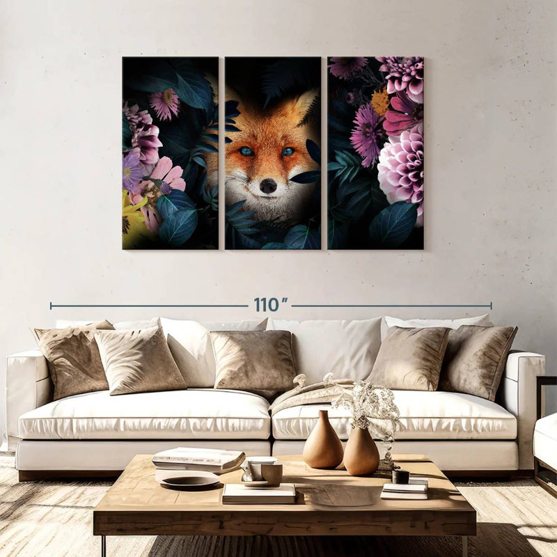 Brampt Floral Red Fox, 48" H x 74" W