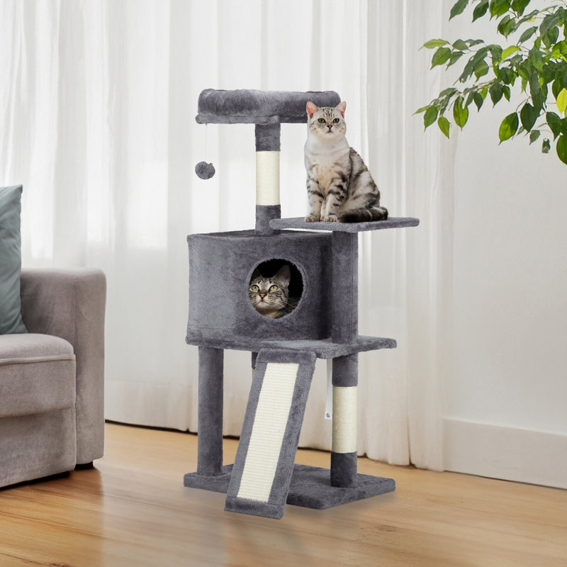 Tour à chat 47 po pour chat d'intérieur gris foncé