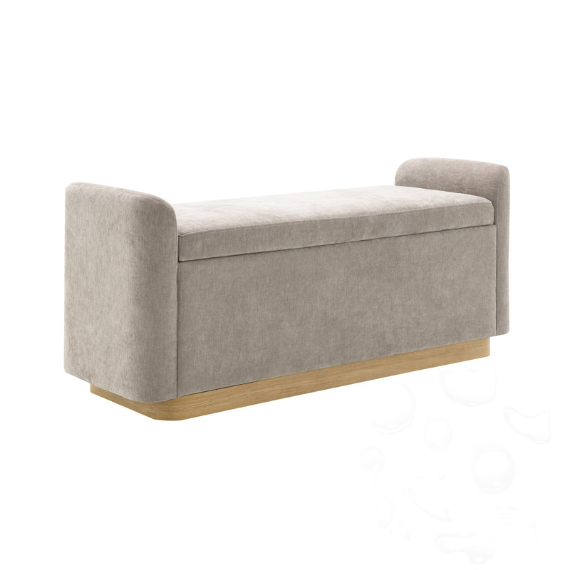Banc rembourré avec rangement et charnière de sécurité, Brun