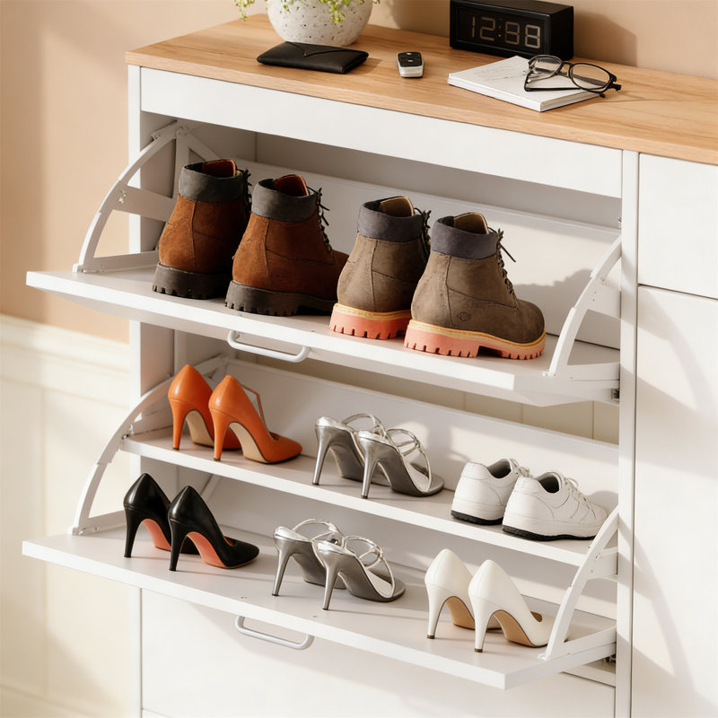 10 Pair Shoe Storage Cabinet, White