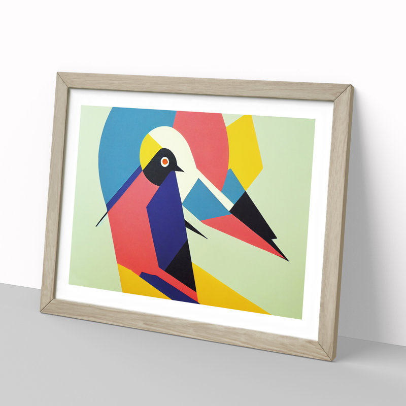 Abstract Pigeon Bird Vol.5 - Framed Print, 46cm H x 64cm W x 2cm D, Oak