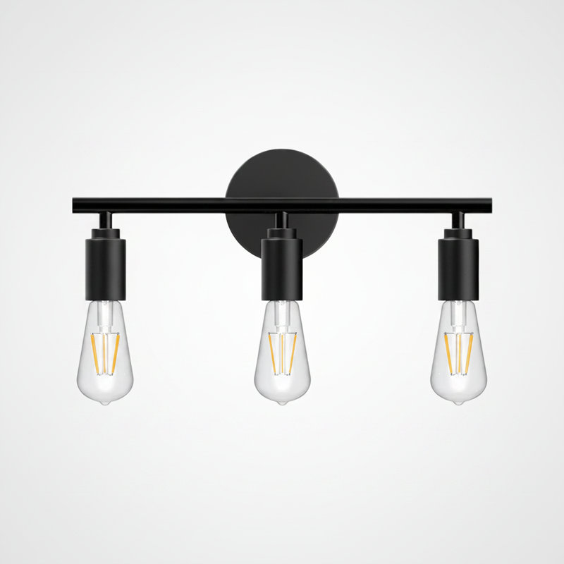  Éclairage pour meuble-lavabo 3 lumières noir (ampoules non incluses) - convient aux salles de bain, aux toilettes et aux espaces de coiffeuse.