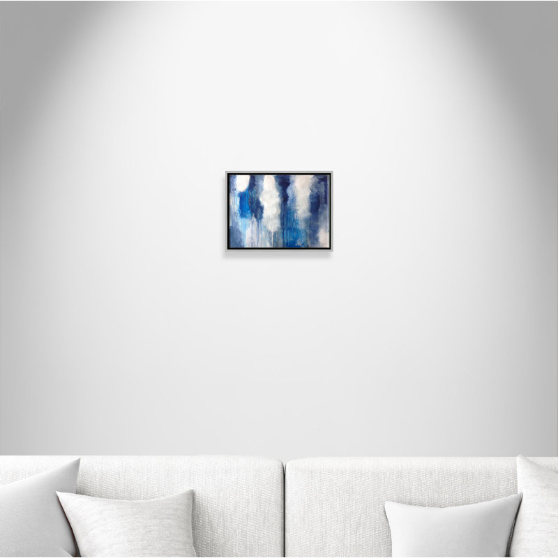 «In The Clouds», peinture sur toile à cadre flottant, Cadre argenté, H 12 po x l 16 po x P 2 po
