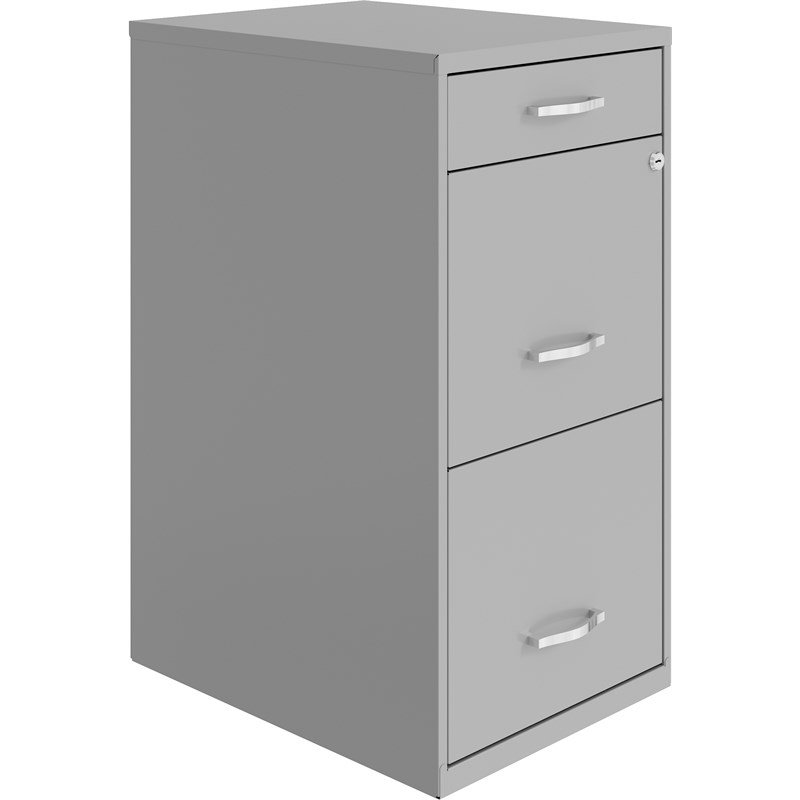 Classeur en métal moderne 18 po à 3 tiroirs, Gris
