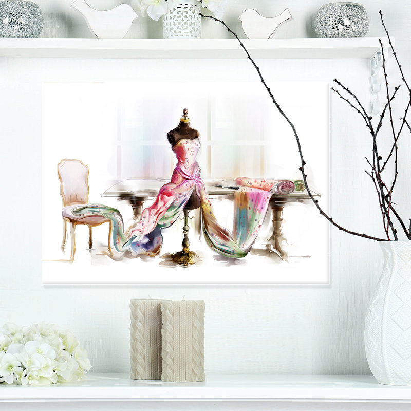 « encollé table mannequin' », peinture rose/blanc, H 12 po x l 46 po x P 1 po, H 36 po x l 46 po x P 1,5 po