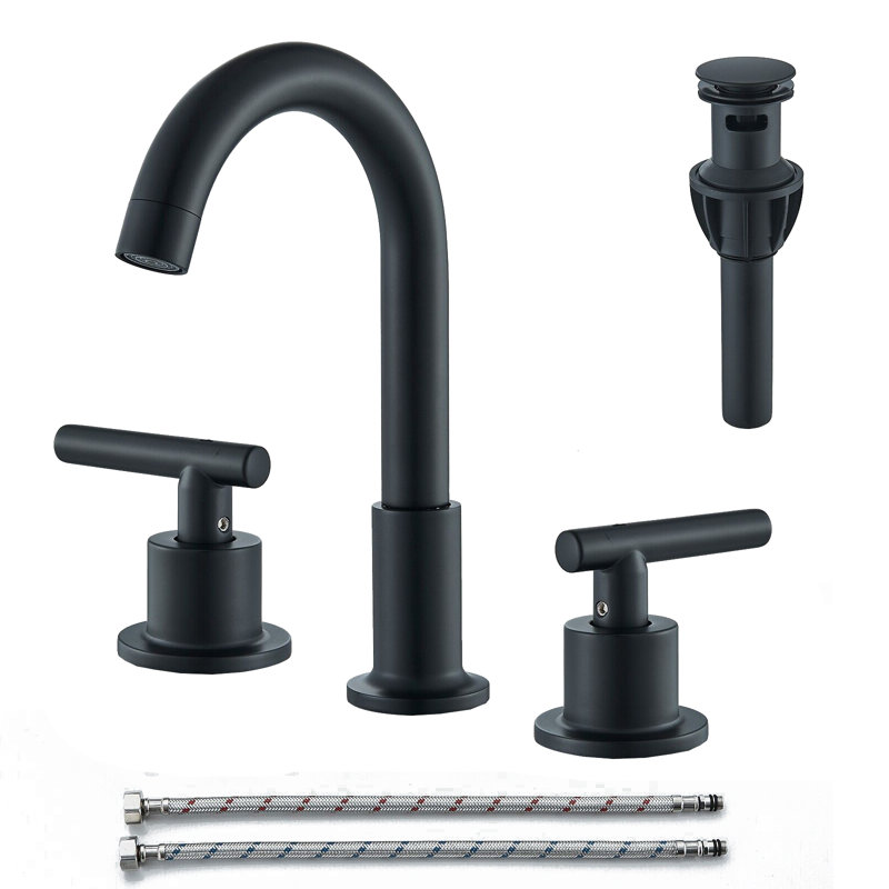 Vessel Sink Faucet 2-handle Bathroom Faucet with Drain Assembly, Matte Black