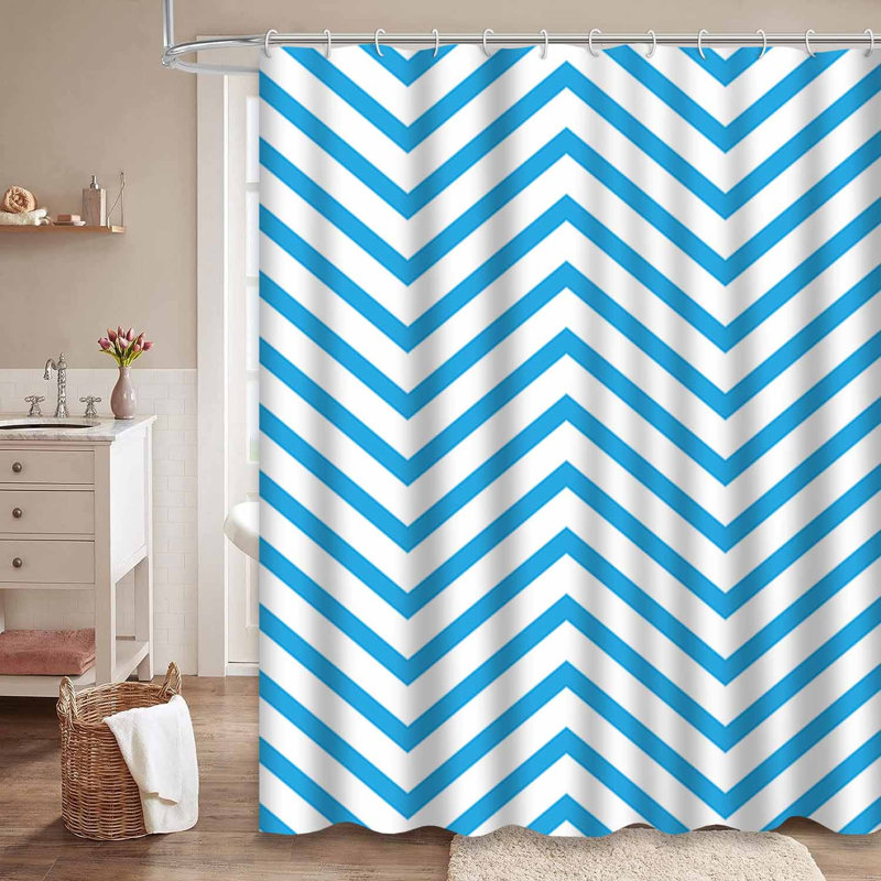 Rideau de douche bleu imperméable, rideaux de douche pour la salle de bain avec 12 crochets, 72" L x 78" W