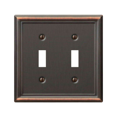 Amerelle Chelsea Aged Bronze 2 gang Metal Toggle Wall Plate 1 pk