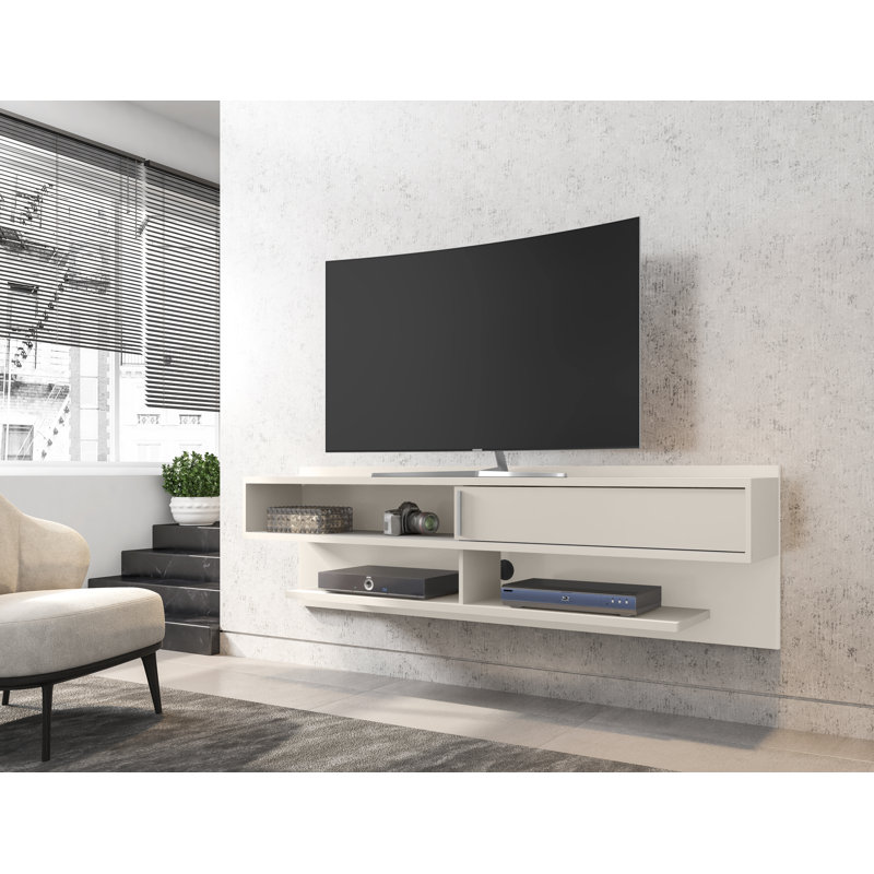 Astor 70.86" Modern 4-Shelf Floating Entertainment Center for TVs up to 60" in Off White, Off White