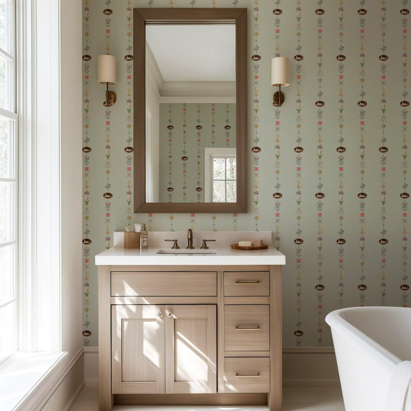 NeoClassical Stripe - Wallpaper, Black Lacquer, Faux Grasscloth