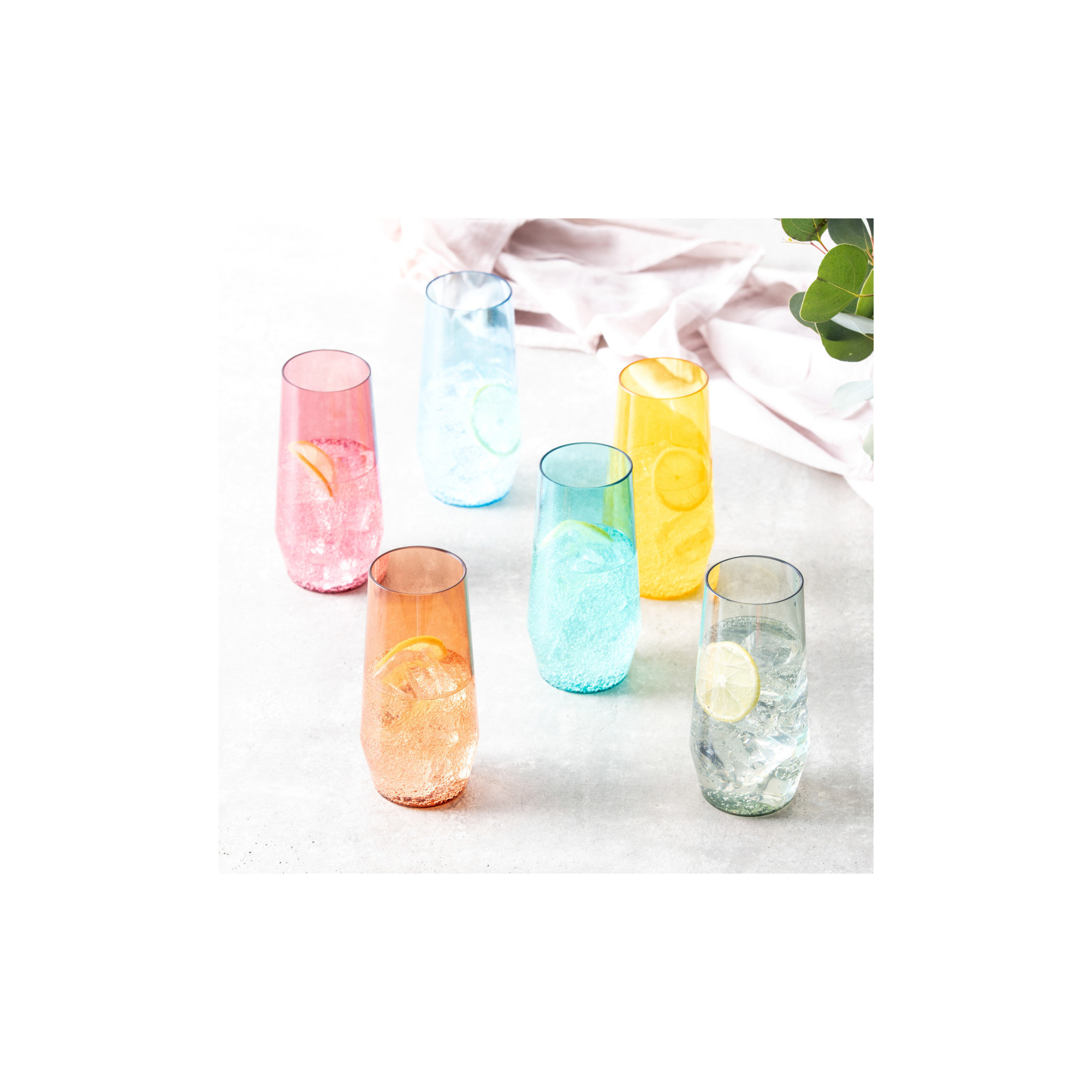 Fortessa Sole Outdoor Shatter Resistant BPA Free Premium Copolyester Plastic Drinkware 6 Pack, Terra Cotta Orange, Stemless Wine Glass