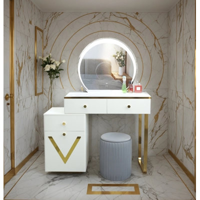 Meuble-lavabo avec miroir et tabouret Suzie