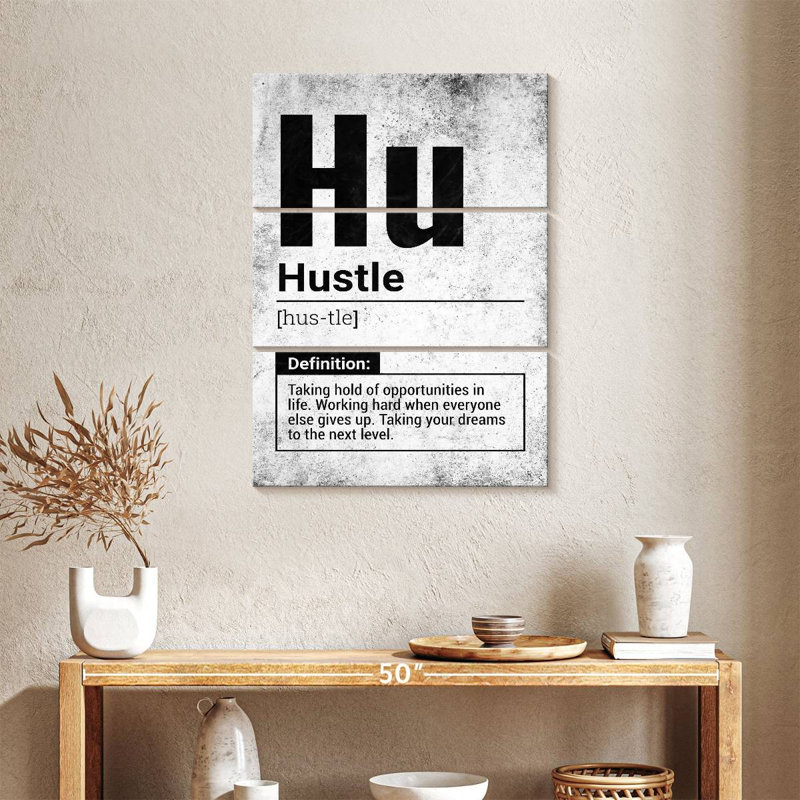 " Hustle Definition Grunge Multi Piece Canvas Print " 3 - Pieces, 57" H x 36" W x 1.25" D