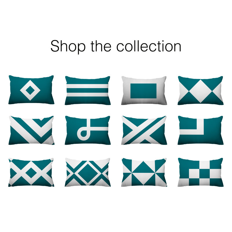 Coussin décoratif à motif géométrique intérieur / extérieur York, Vert