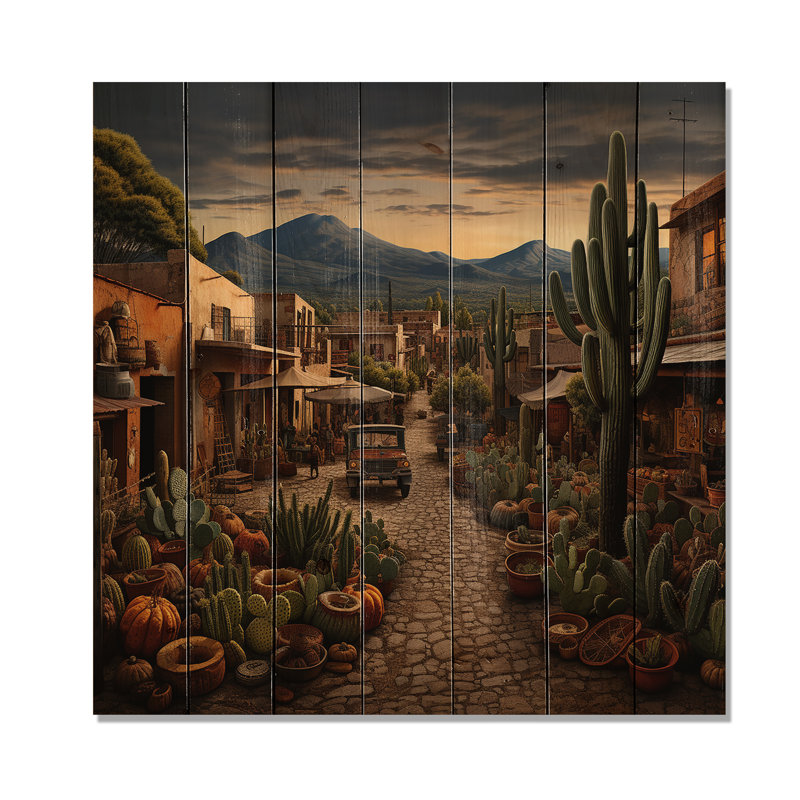 Mexican Market Day I - Mexican Art On Wood Print, 15" H x 15" W