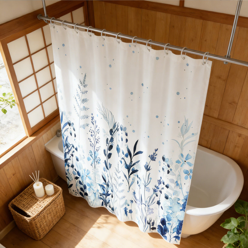 Ensemble de rideau de douche Leaves, 70 po H x 59 po L